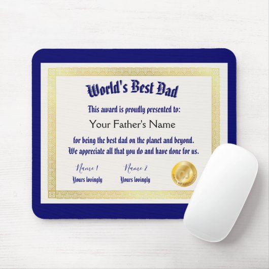 Modern Funny World's Best Pap Certificate Muismat (Met muis)