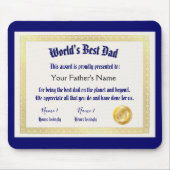 Modern Funny World's Best Pap Certificate Muismat (Voorkant)