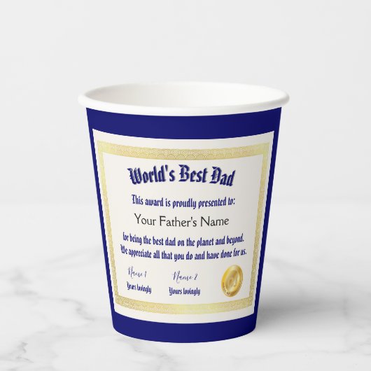 Modern Funny World's Best Pap Certificate Papieren Bekers (Voorkant)