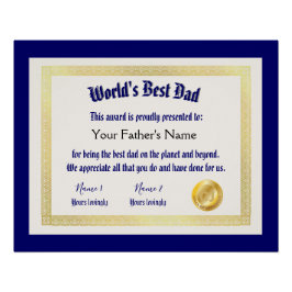 Modern Funny World's Best Pap Certificate Perfect Poster