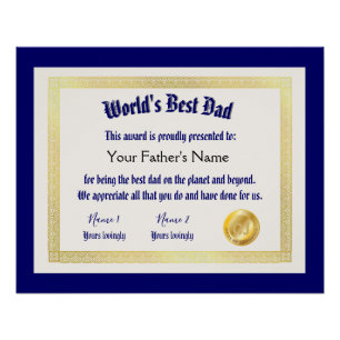 Modern Funny World's Best Pap Certificate Perfect Poster