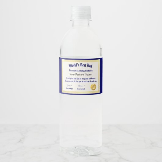 Modern Funny World's Best Pap Certificate Waterfles Etiket (Voorkant)