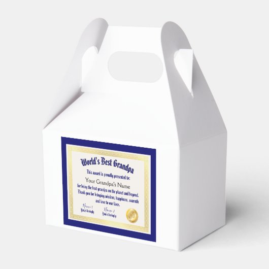 Modern Funny World's beste opa-certificaat Bedankdoosjes (Achterkant)