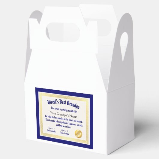 Modern Funny World's beste opa-certificaat Bedankdoosjes (Geopend)