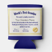 Modern Funny World's beste opa-certificaat Blikjeskoeler (Achterkant)