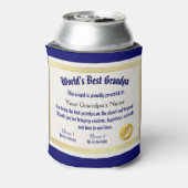 Modern Funny World's beste opa-certificaat Blikjeskoeler (Blikje Achterkant)