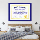 Modern Funny World's beste opa-certificaat Canvas Afdruk (Insitu (Slaapkamer))