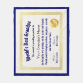 Modern Funny World's beste opa-certificaat Fleece Deken (Voorkant)