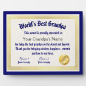 Modern Funny World's beste opa-certificaat Fotoplaat (Voorkant)