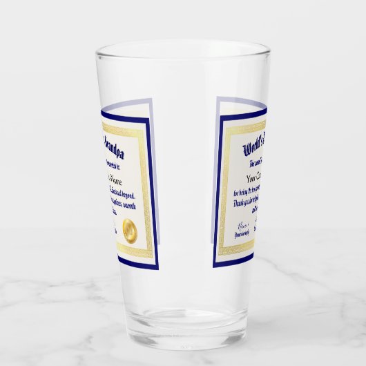 Modern Funny World's beste opa-certificaat Glas (Links)