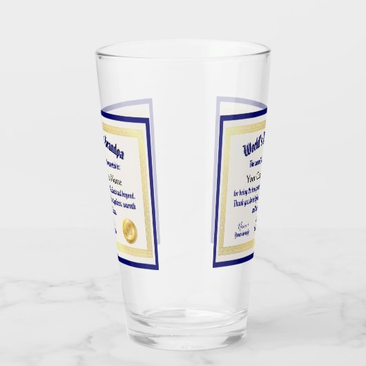 Modern Funny World's beste opa-certificaat Glas (Rechts)