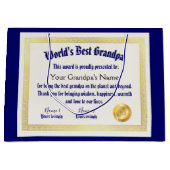 Modern Funny World's beste opa-certificaat Groot Cadeauzakje (Voorkant)