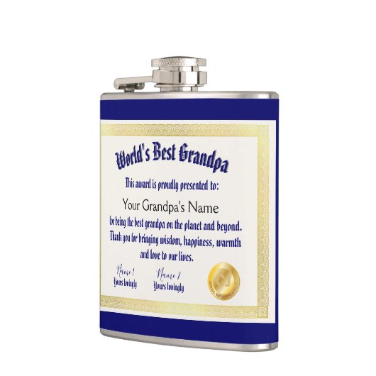 Modern Funny World's beste opa-certificaat Heupfles (Links)