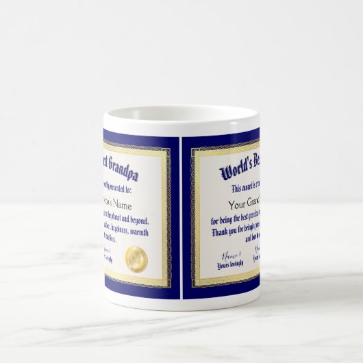 Modern Funny World's beste opa-certificaat Koffiemok (Center)