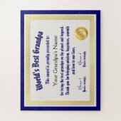 Modern Funny World's beste opa-certificaat Legpuzzel (Verticaal)