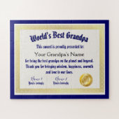 Modern Funny World's beste opa-certificaat Legpuzzel (Horizontaal)