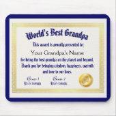 Modern Funny World's beste opa-certificaat Muismat (Voorkant)