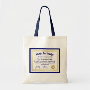 Modern Funny World's beste opa-certificaat Tote Bag