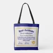 Modern Funny World's beste opa-certificaat Tote Bag (Achterkant)