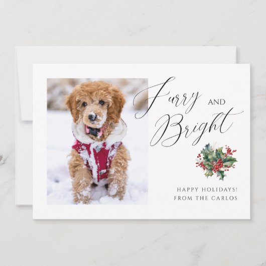 Modern Furry en Bright | Pet Photo Christmas Feestdagenkaart (Voorkant)