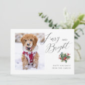 Modern Furry en Bright | Pet Photo Christmas Feestdagenkaart (Staand voorkant)