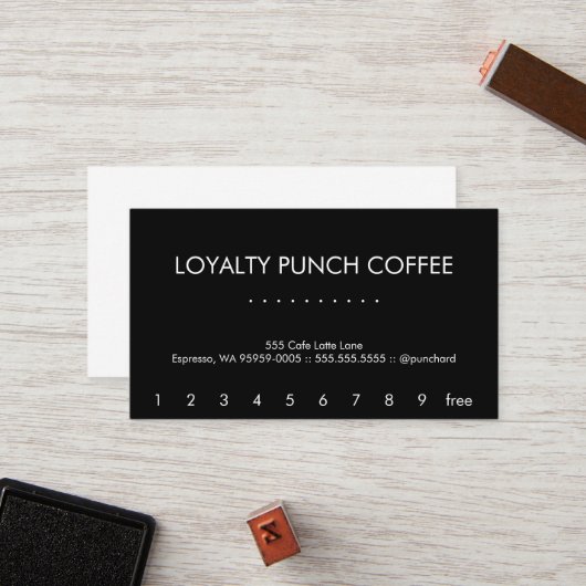 Modern Futura Loyalty Coffee Punch Card (Voorkant / Achterkant in situ)