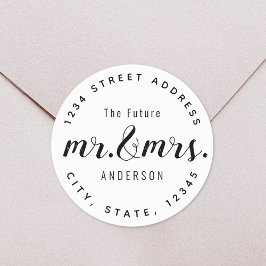 Modern  Future de heer Mrs Wedding Ronde Sticker