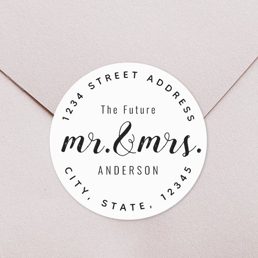 Modern  Future de heer Mrs Wedding Ronde Sticker
