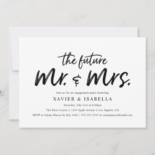 Modern Future Mr. en mevrouw Engagement Party Kaart (Voorkant)