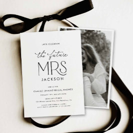 Modern Future Mrs Bridal Shower Photo Invitation  Kaart
