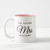 Modern Future Mrs Bride Verloving Script Tweekleurige Koffiemok (Links)