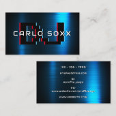 Modern futuristisch blauw faux metallisch visiteka visitekaartje (Voorkant / Achterkant)