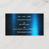 Modern futuristisch blauw faux metallisch visiteka visitekaartje (Achterkant)