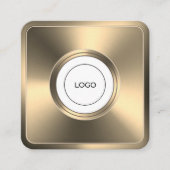 Modern futuristisch gouden lijst met logo vierkante visitekaartje (Voorkant)
