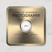 Modern futuristisch gouden lijst met logo vierkante visitekaartje (Achterkant)