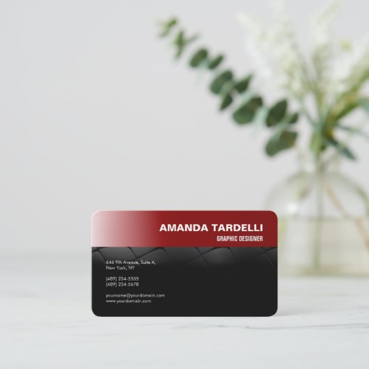 Modern futuristisch legant minimalistisch rood zwa visitekaartje (Staand voorkant)