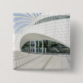 Modern futuristisch wit gebouw vierkante button 5,1 cm