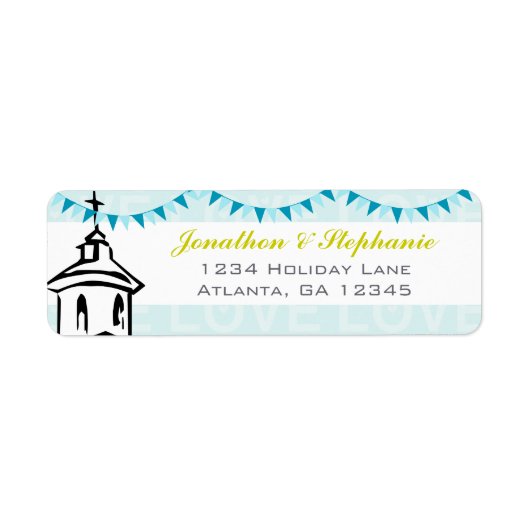 Modern gaat naar de Chapel Wedding Labels (Voorkant)
