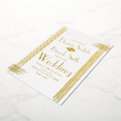 Modern Gabsty Art Deco Gold Wedding Folie Folie Uitnodiging (Gedraaid)