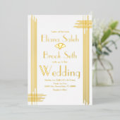 Modern Gabsty Art Deco Gold Wedding Folie Uitnodiging (Staand Voorkant)