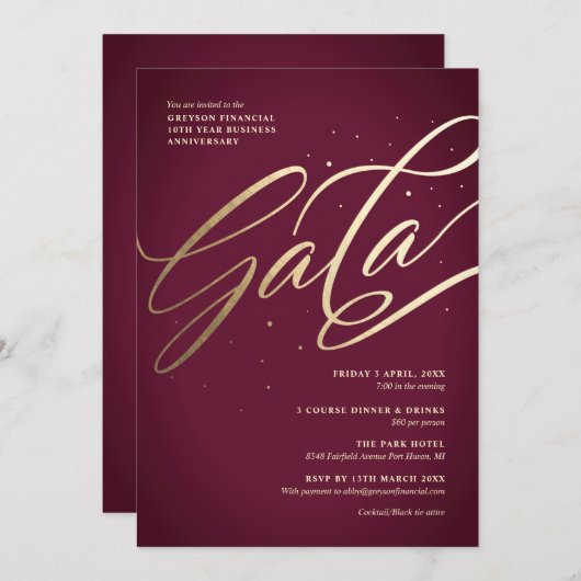 Modern Gala-uitnodiging Kaart (Voorkant / Achterkant)