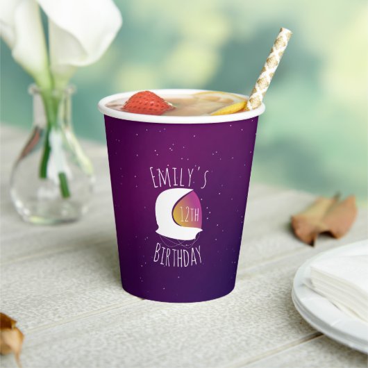Modern Galaxy Astronaut Birthday Party Papieren Bekers (Insitu)