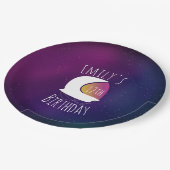 Modern Galaxy Astronaut Birthday Party Papieren Bordje (Gekanteld)