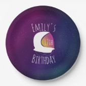 Modern Galaxy Astronaut Birthday Party Papieren Bordje (Voorkant)