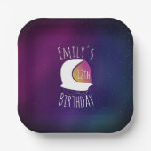 Modern Galaxy Astronaut Birthday Party Square Papieren Bordje (Voorkant)