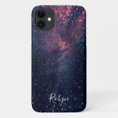 Modern Galaxy Glitter Custom Name Girly Case-Mate iPhone Case (Achterkant)