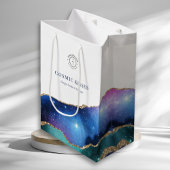 Modern Galaxy Levendig Hemels Merklogo Wit Medium Cadeauzakje