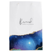 Modern Galaxy Levendig Hemels Merklogo Wit Medium Cadeauzakje (Voorkant)