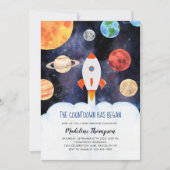 Modern Galaxy Planets Ruimteraket Baby shower Kaart (Voorkant)