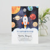 Modern Galaxy Planets Ruimteraket Baby shower Kaart (Staand voorkant)
